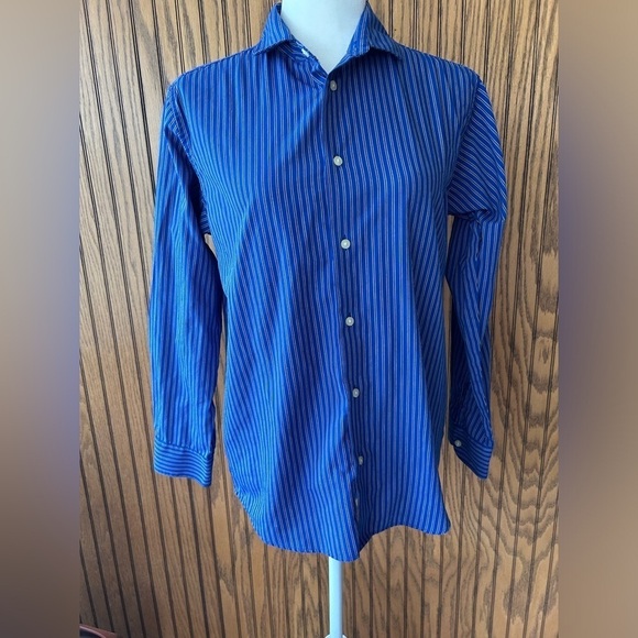 Chaps blue button up collared long sleeve shirt size 14-16 - Picture 1 of 16